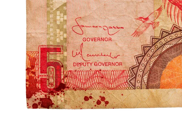 Bankbiljet van 5 Gambiaanse dalasi, bloedend — Stockfoto