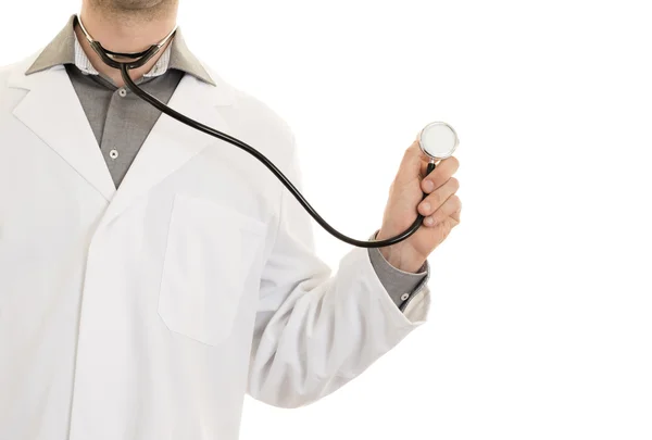 Bir stetoskop tutan bir doktorun el yakın çekim — Stok fotoğraf