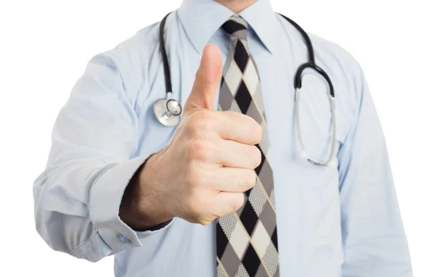 Mężczyzna lekarz Wyświetlono kciuk w — Zdjęcie stockowe