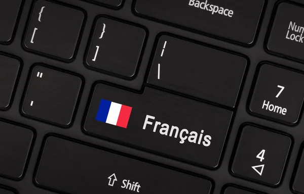 ENTER-knop met vlag Frankrijk - Concept van taal — Stockfoto