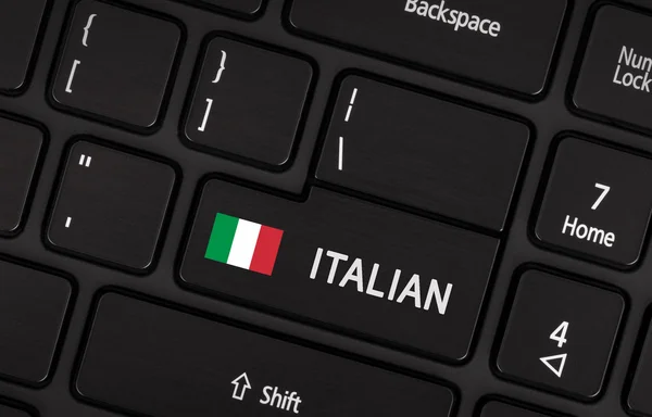 Przycisk z flaga Włochy - pojęcie języka — Zdjęcie stockowe