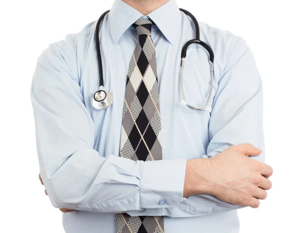 Lekarz z stetoskop, na białym tle — Zdjęcie stockowe