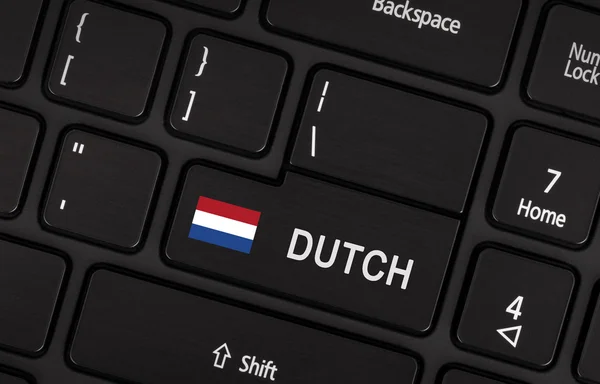 Introduzca el botón con bandera Países Bajos - Concepto de idioma — Foto de Stock