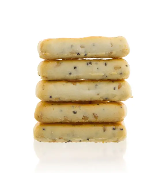 Stapel vierkante crackers geïsoleerd — Stockfoto