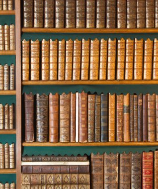Bookshelf. Vintage books collection, antique book textured cover clipart