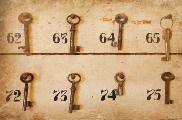 Vintage klucze z numerami — Zdjęcie stockowe