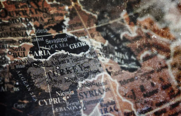 Turkey map on vintage crack paper background