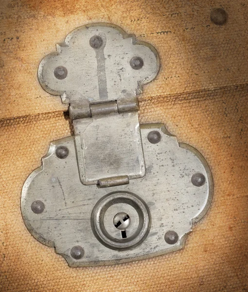 Old canvas trunk lock close up — Stock Photo, Image