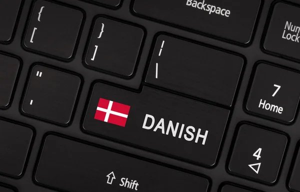 Przycisk z flaga Danii - pojęcie języka — Zdjęcie stockowe