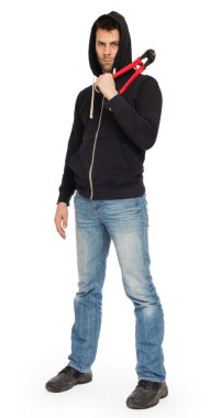 Soyguncu kırmızı cıvata keskisi ile