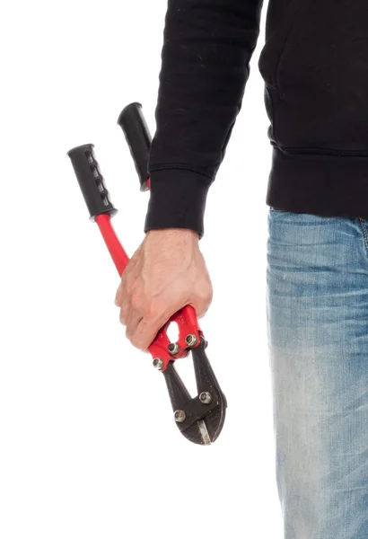 Robber with red bolt cutters — Stock Photo, Image