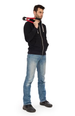 Soyguncu kırmızı cıvata keskisi ile