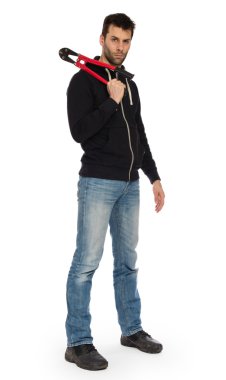 Soyguncu kırmızı cıvata keskisi ile