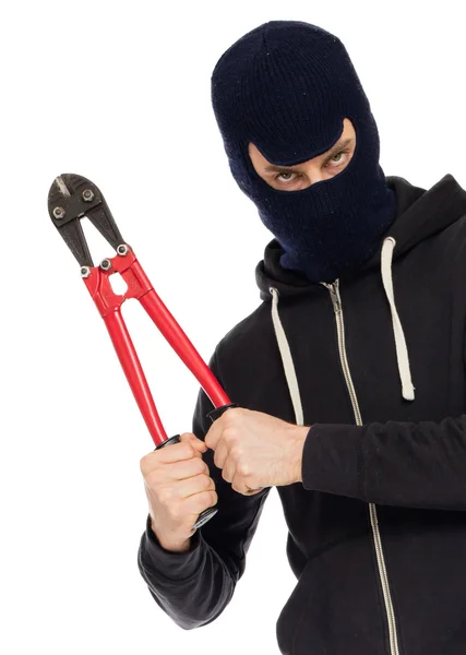 Robber with red bolt cutters — Stock Photo, Image