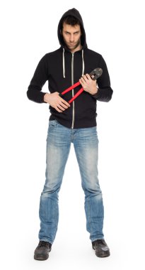 Soyguncu kırmızı cıvata keskisi ile