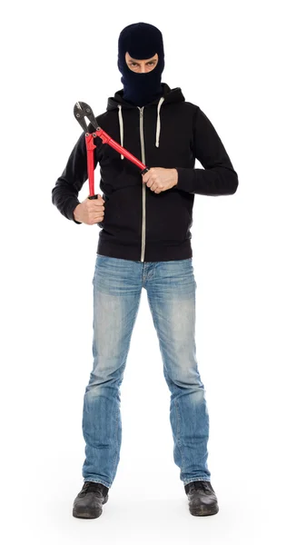 Robber with red bolt cutters — Stock Photo, Image