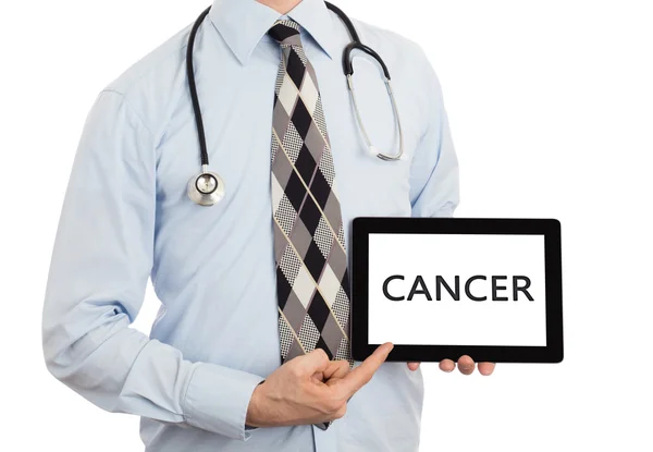 Doctor holding tablet - Cancer — Stock Photo, Image