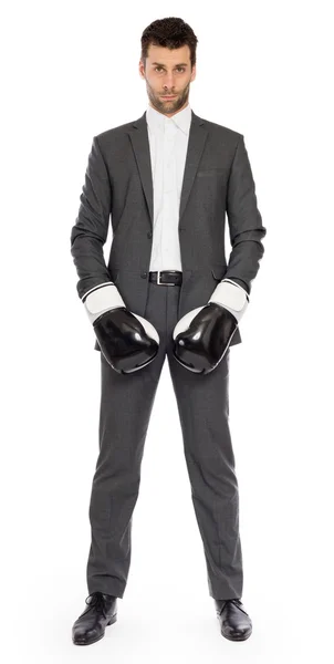 Empresario en guantes de boxeo — Foto de Stock