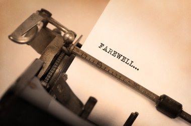 Farewell typed words on a Vintage Typewriter clipart