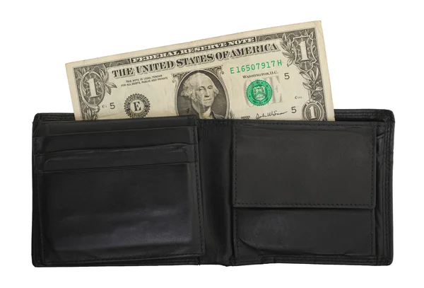 US one Dollar bill in a wallet, close up — Stock Photo, Image