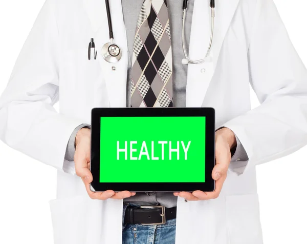 Läkaren håller tablet - frisk — Stockfoto