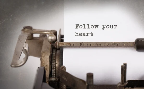 Vintage typewriter - Follow your Heart message — Stock Photo, Image