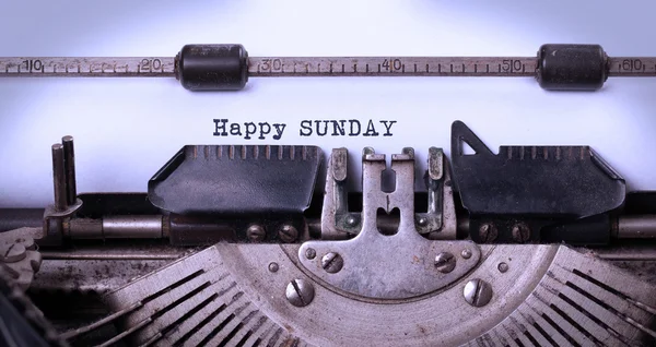 Vintage typewriter close-up - Happy Sunday — Stock Photo, Image