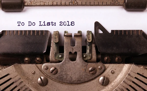 Alte Schreibmaschine - To-do-Liste 2018 — Stockfoto