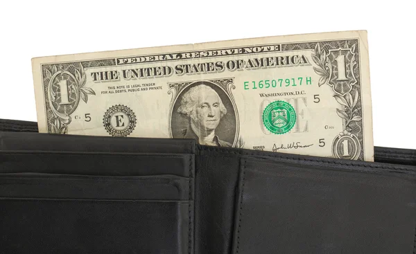 US one Dollar bill in a wallet, close up — Stock Photo, Image