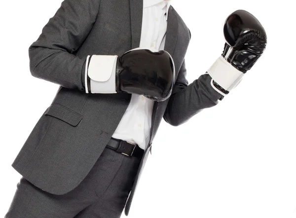 Businessman in boxing gloves — Stock Photo, Image