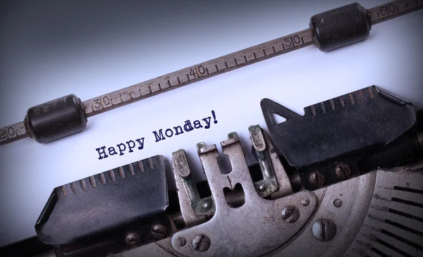 Vintage typewriter close-up - Happy monday — Stock Photo, Image