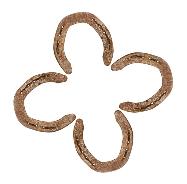 Horseshoes forming a clover leaf — Stock Photo, Image