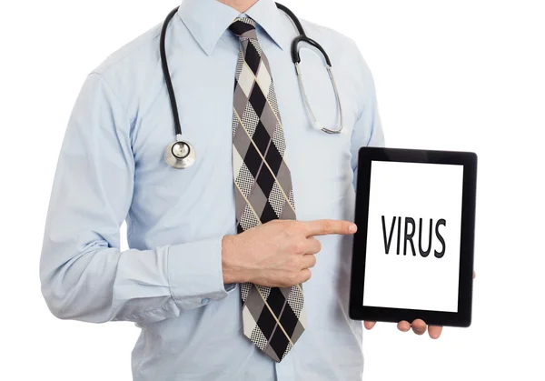 Läkaren håller Tablet PC - Virus — Stockfoto