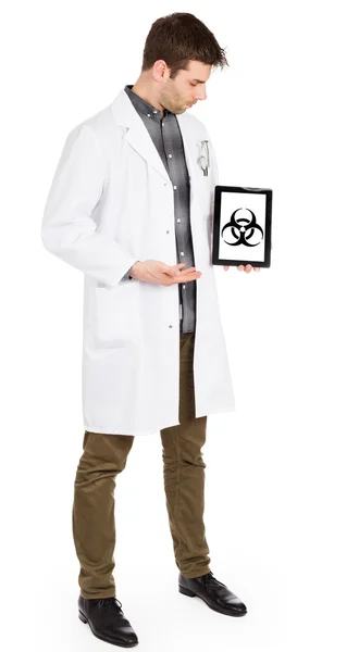 Orvos gazdaság tabletta - figyelmeztetés! Biohazard! — Stock Fotó