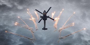 Fişeklerini saldırı helikopteri silüeti