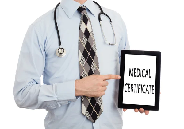 Comprimido médico de retenção - Certificado médico — Fotografia de Stock