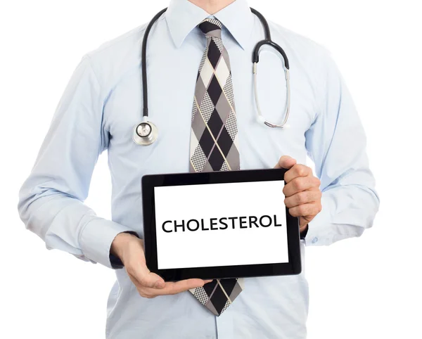 Doctor holding tablet - Cholesterol — Stock Photo, Image