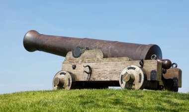 Old canon on the grass clipart