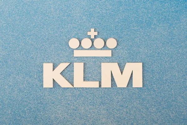 Lelystad, Nizozemsko - 9. června; Logo nizozemské Klm royal — Stock fotografie