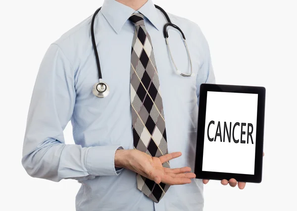 Comprimido médico segurando - Cancro — Fotografia de Stock