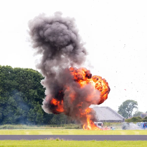 Airfield planned explosion — Stock Photo, Image