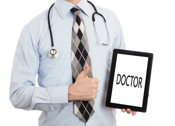 Håller Tablet PC - Doctor Doctor — Stockfoto