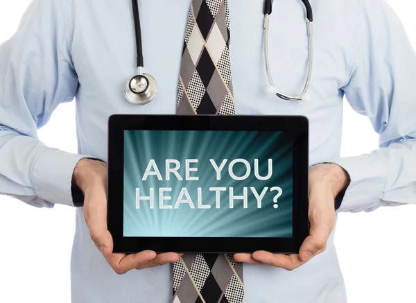 Läkare anläggning tablet - är du frisk? — Stockfoto