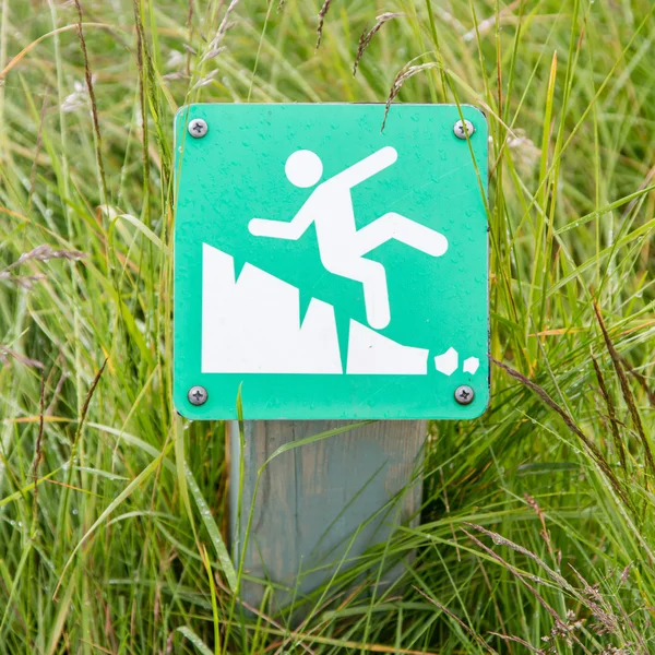 Green square sign - Warning for risk of falling — Stock Photo, Image