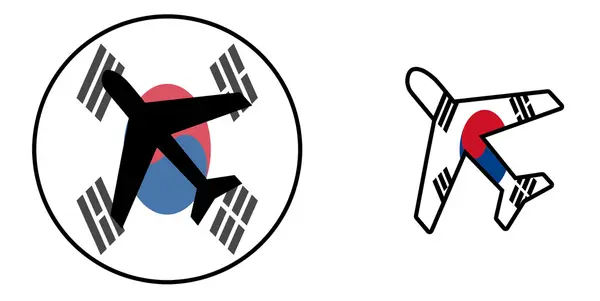 국가 깃발-비행기 절연-한국 — 스톡 사진