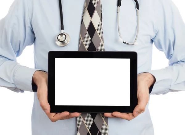 Läkare anläggning tablett med kopia utrymme och urklippsbana för den — Stockfoto