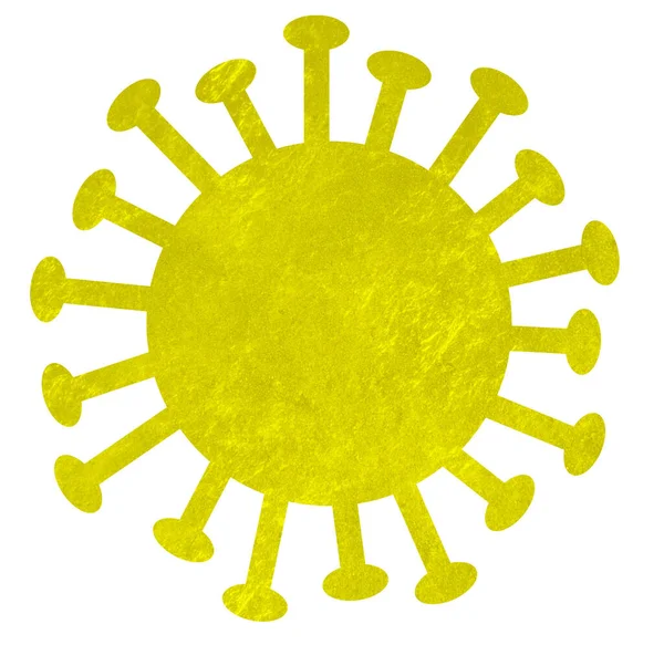 Coronavirus Oder Bakterien Isoliert Auf Weiß Gelb — Stockfoto