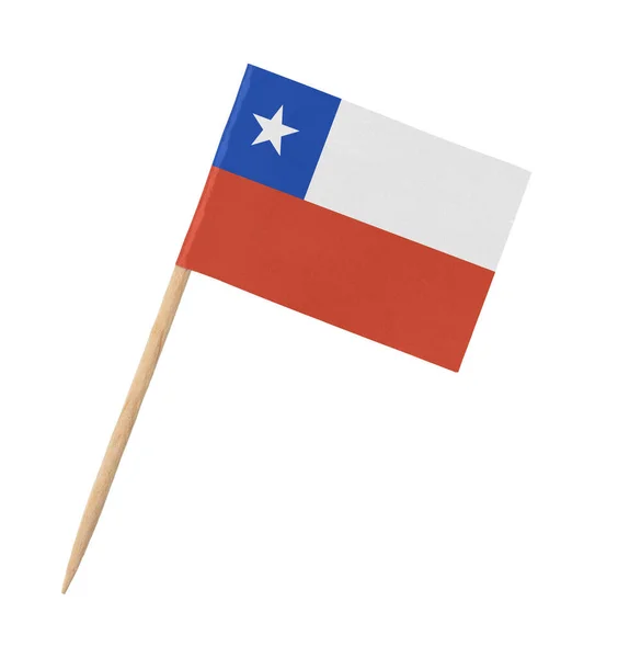 Liten Papper Chilensk Flagga Träpinne Isolerad Vit — Stockfoto