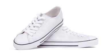 Beyaz arka planda izole edilmiş bir çift ayakkabı - beyaz