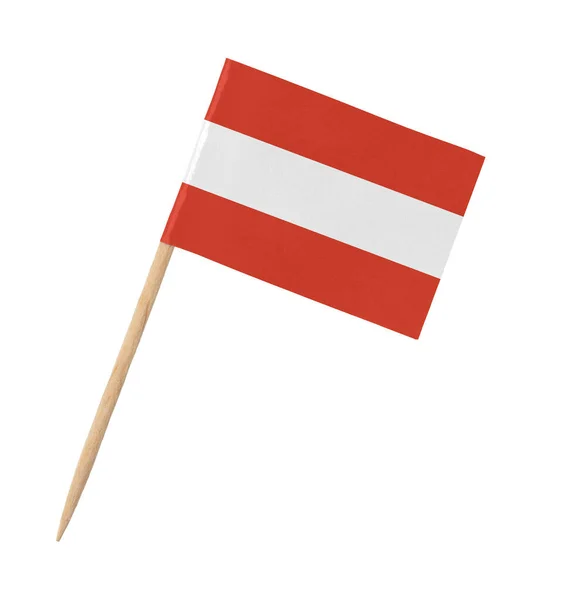 Mały Papier Flaga Austriacka Drewnianym Patyku Izolowana Białym — Zdjęcie stockowe